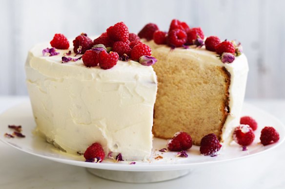 Lemon and rose petal chiffon cake.