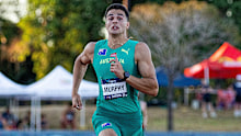 Aidan Murphy in action at the Oceania athletics championships in Darwin in May.