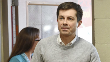 South Bend mayor Pete Buttigieg arrives to speak about his presidential run during the Democratic monthly breakfast in Greenville, South Carolina.