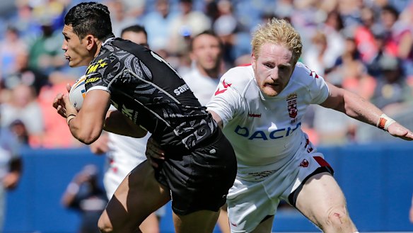 On the loose: James Graham lines up New Zealand's Dallin Watene-Zelezniak.
