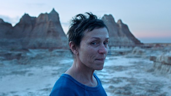 Frances McDormand plays a woman looking for work in the critically acclaimed Nomadland.