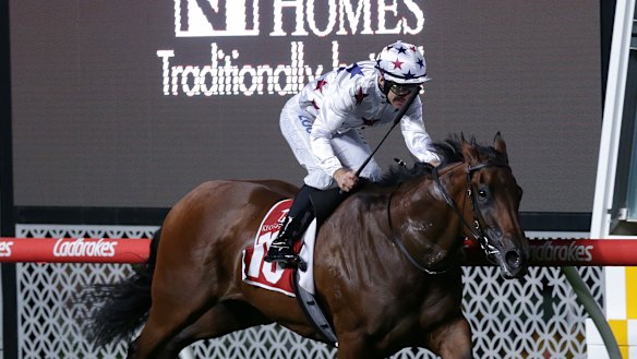 Sunlight winning the William Reid Stakes at Moonee Valley earlier in the year.