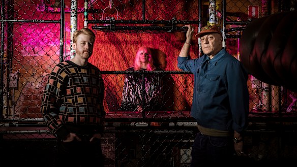 Revolver Upstairs owner Camillo Ippoliti (right) with DJs Henry 'Who' Wilson (left) and Sunshine. Revolver is among Melbourne's live music venues and clubs facing an uncertain future due to the impact of COVID-19 shutdowns.