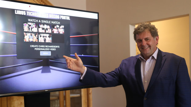 Linius chief executive Chris Richardson with the boxing demonstration.