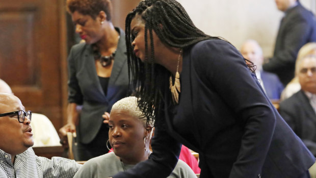 Cook County State's attorney Kim Foxx, pictured during an unrelated court case, has recused herself.