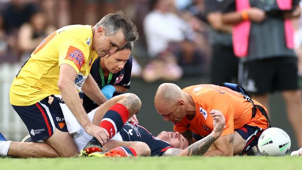 Roosters veteran Jake Friend was knocked out during round one of the season. 