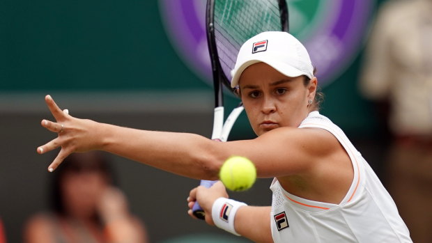 Momentum: Ash Barty winds up in her third-round defeat of Harriet Dart of Britain.