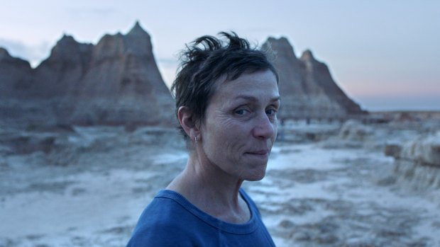 Frances McDormand plays a woman looking for work in the critically acclaimed Nomadland.