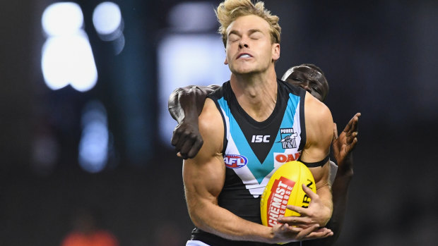 Down he goes: High-profile Port Adelaide recruit Jack Watts has been dropped to the seconds.