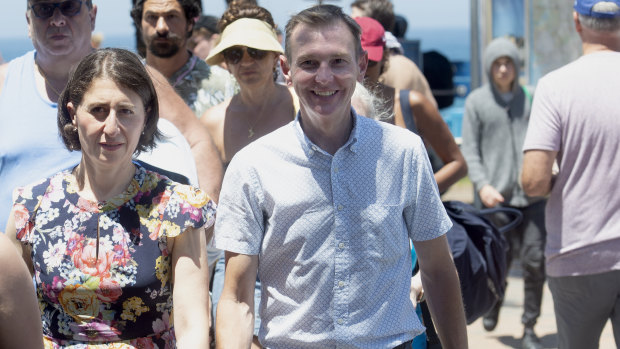 NSW Premier Gladys Berejiklian and Coogee MP Bruce Notley-Smith at Coogee Beach.
