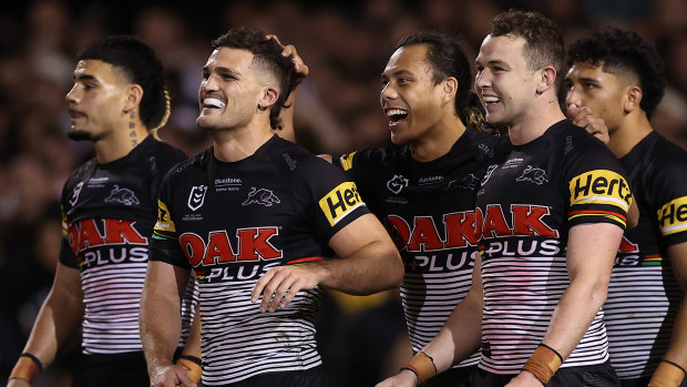 Nathan Cleary and Jarome Laui have had many great moments together at the foot of the mountains.