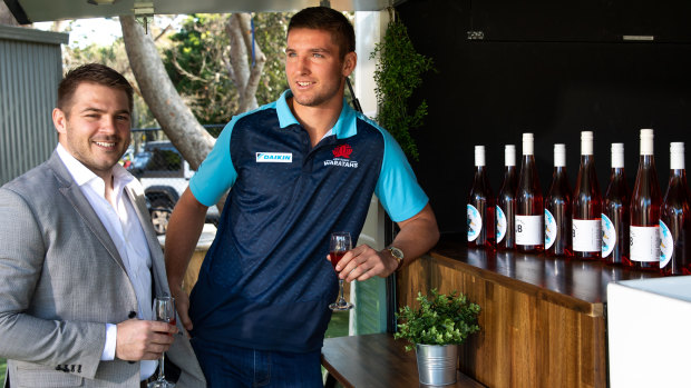 Drew Mitchell and Ryan McCauley The Ultimate Brosé Brunch at the Easts Rugby Club on Saturday.