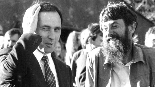 Paul Keating and Mungo at a garden party in 1987. It was Mungo’s vast experience as a political journalist that most enthralled.
