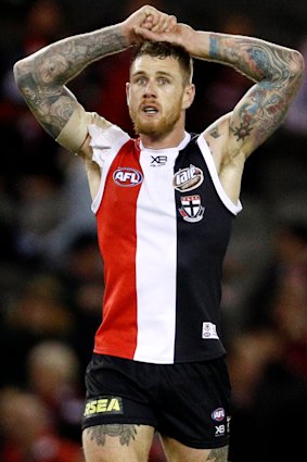 Up against it: St Kilda's Tim Membrey.