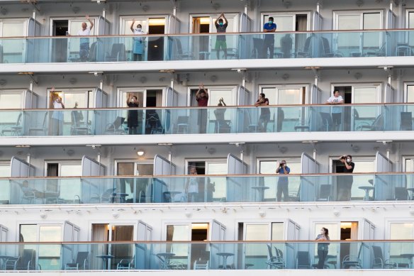 The Ruby Princess, which was the source of hundreds of Australia's coronavirus cases, departs Port Kembla with its remaining crew members on April 23.