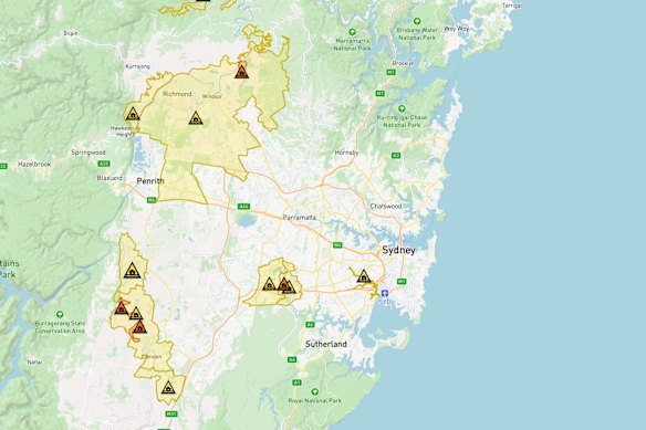 SES flooding advice for Greater Sydney, recorded at 5.24pm today.