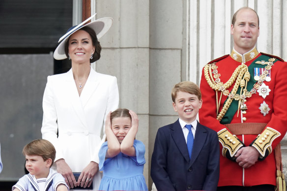 Catherine and William with their children Louis, Charlotte and George.