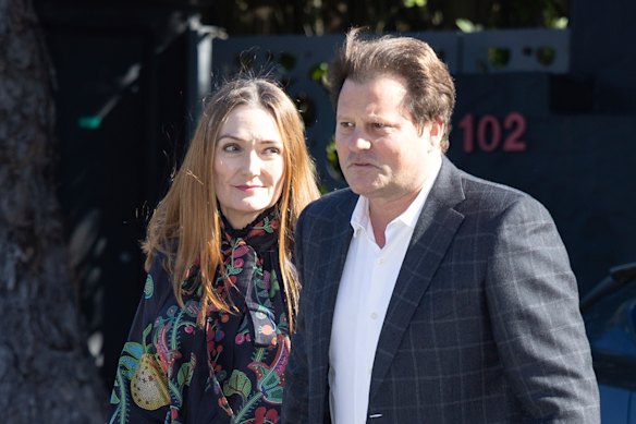 Siobhan McKenna and husband James Flintoft arrive for Lachlan  Murdoch’s Christmas bash in Sydney last year.