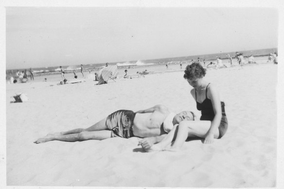 The author’s grandparents, Eddy and Aline, at Newcastle’s Redhead beach circa 1952.