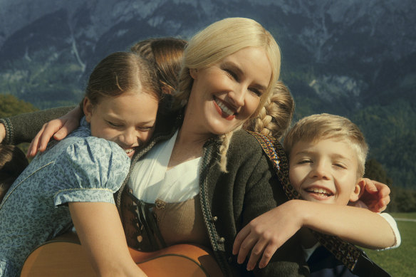 Australian actor Kate Mulvany recreates a scene from The Sound of Music in Hunters.