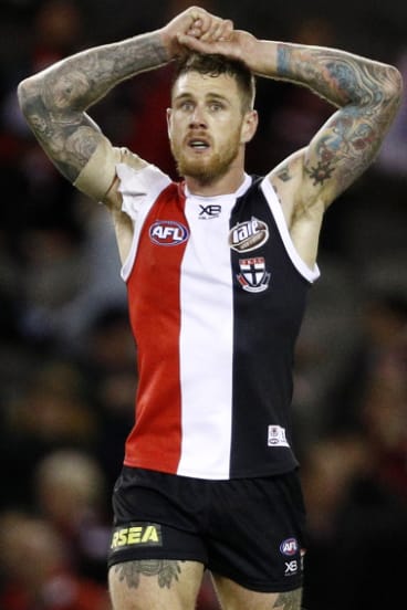 Up against it: St Kilda's Tim Membrey.