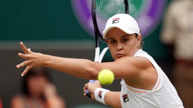 Momentum: Ash Barty winds up in her third-round defeat of Harriet Dart of Britain.