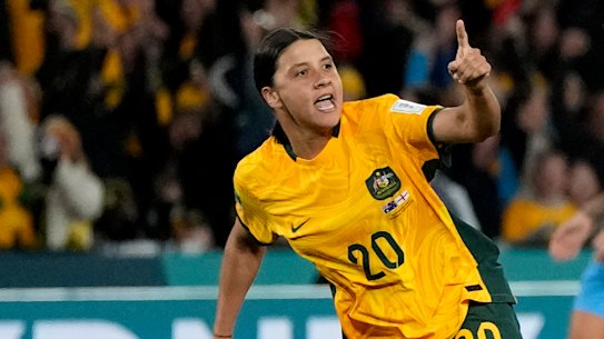 Sam Kerr scored Australia’s only goal during her last match on home soil in 2023.