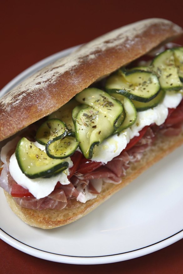 Prosciutto-filled panini.
