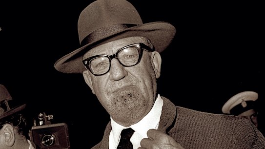  Arthur Calwell pictured on his return to Melbourne after he was shot  at by Peter Kocan outside the Mosman Town Hall on June 21, 1966.