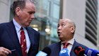 Singtel CEO Kuan Moon Yuen (right) and Optus chairman John Arthur apologised for the Triple Zero outages at a press briefing in Sydney.