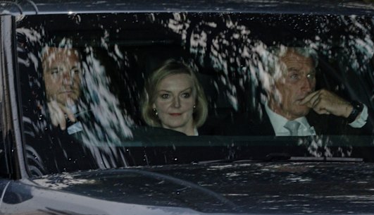 Prime Minister Liz Truss returning to Downing Street.