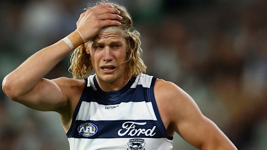 Geelong defender Sam de Koning laments his team’s slow start to its premiership defence.