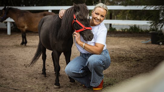 Sarah Hayden and Teddy the pony, one of her equine psychotherapy animals for her work with girls and women diagnosed with autism.