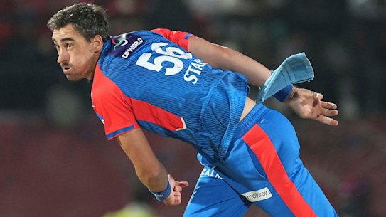 Mitchell Starc in action at the IPL. 