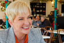 Joy Krige at Vans Cafe in Cottesloe, Perth. Krige likes to exercise in the morning, which she says is her time.