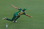 South Africa fastbowler Marco Jansen took this spectacular one-handed catch.