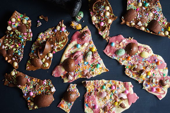 Get cracking: Freestyle Easter egg chocolate bark.