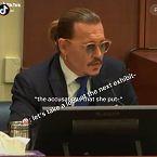 A screenshot of one of many TikToks mocking a lawyer cross-examining Johnny Depp.