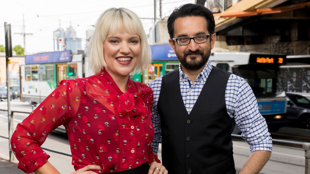 Jacinta Parsons, left, and Sami Shah from ABC Radio Melbourne. 