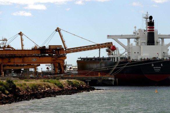 A ship loader. Two ship loaders in Newcastle are out of action due to extreme weather. 