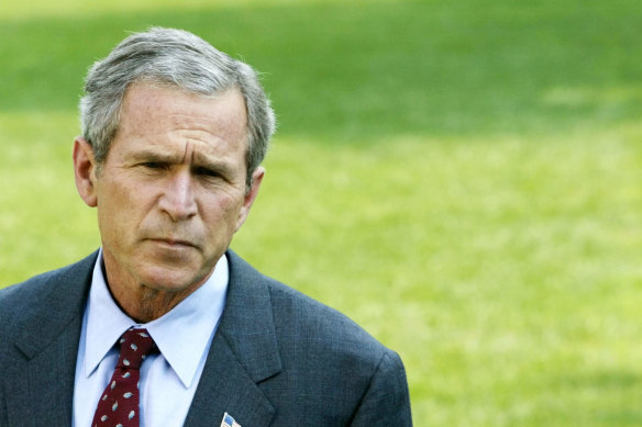 George W.  Bush briefing reporters on June 28, 2002 on the colonoscopy he would have the next day. His Vice-President, Dick Cheney, assumed acting command for a few hours. 