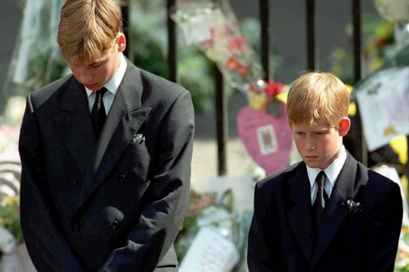 Prince William and Prince Harry at Princess Diana’s funeral in 1997.