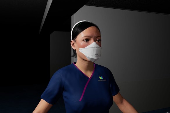 An image of a nurse from a virtual reality training program at Western Health.