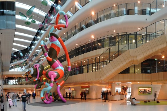 The foyer of the Royal Children’s Hospital, which will be home to a new school for students from prep to year 12.