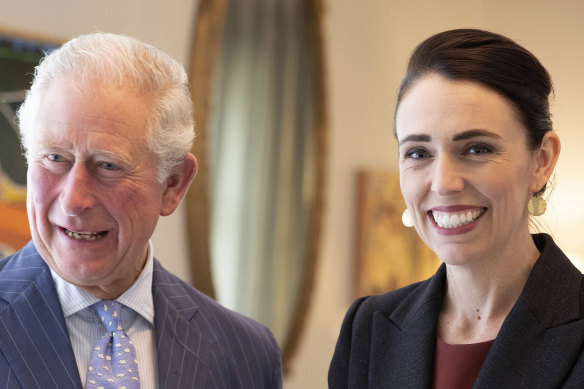 All smiles for Britain's Prince Charles and New Zealand Prime Minister Jacinda Ardern.
