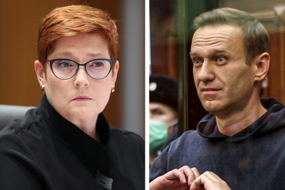 Foreign Minister Marise Payne says Russian opposition figure Alexei Navalny should be released immediately. 