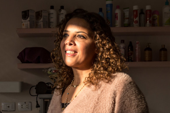 Ghada a-Hindawy, who opened a salon specialising in curly hair after researching treatments for her daughter’s hair, at her salon, G Curls, in Cairo, Egypt.