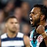 Back on deck: Willie Rioli returned to Alberton on Monday, with the Power hopeful he lines up against Geelong on Saturday.