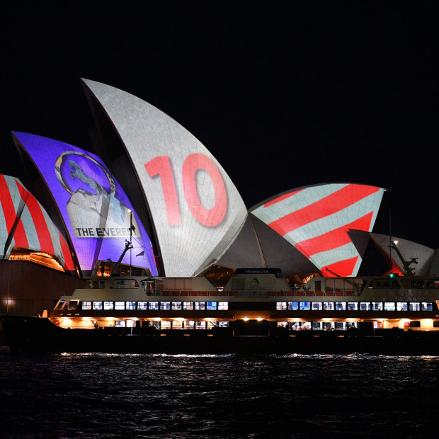 The Everest barrier draw was projected onto the Sydney Opera House.