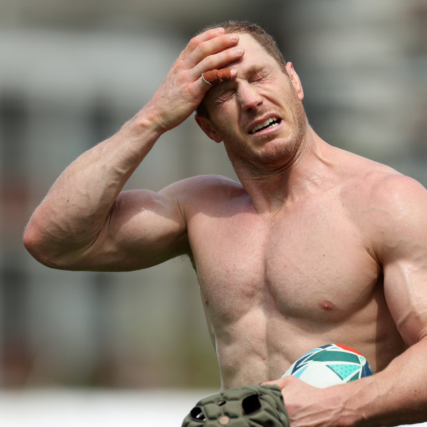 David Pocock during a training session in Japan in the lead-up to the World Cup.